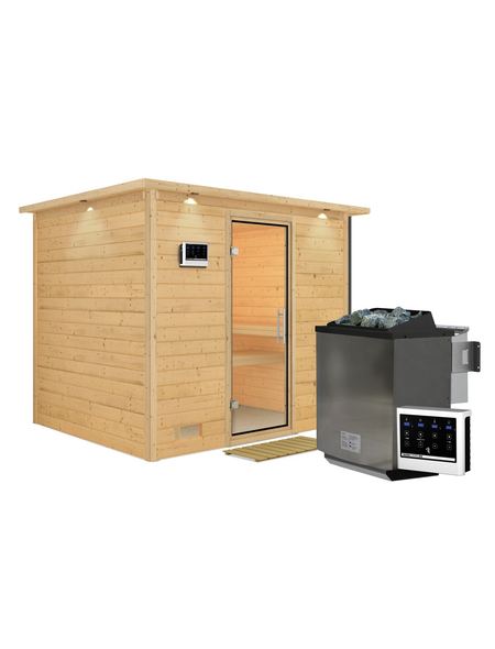 KARIBU Sauna Paldiski Inkl 9 KW Bio Kombi Saunaofen Mit Externer