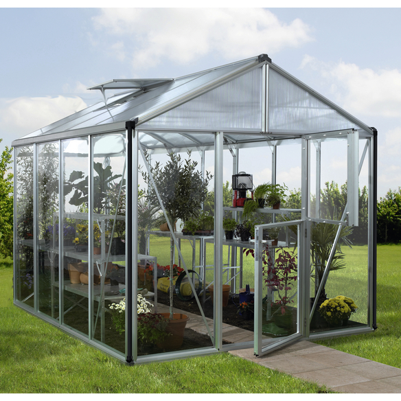Gewächshaus »Zeus«, 8,1 m², Aluminium/Glas, winterfest Gartenhelden