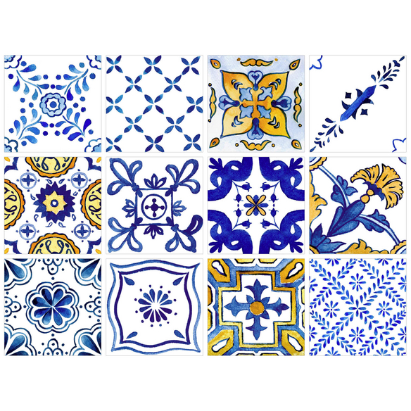 Draeger Paris Fliesenaufkleber-Set – 6 Stück, Je 15x15 Cm, Japanischer Blauer Roggen Design, Selbstklebend & Wasserfest Für Küche & Bad