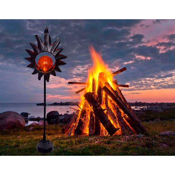 NÄVE Solar-Erdspieß, Sonne, LED, 0,3 Ah, Metall/Glas