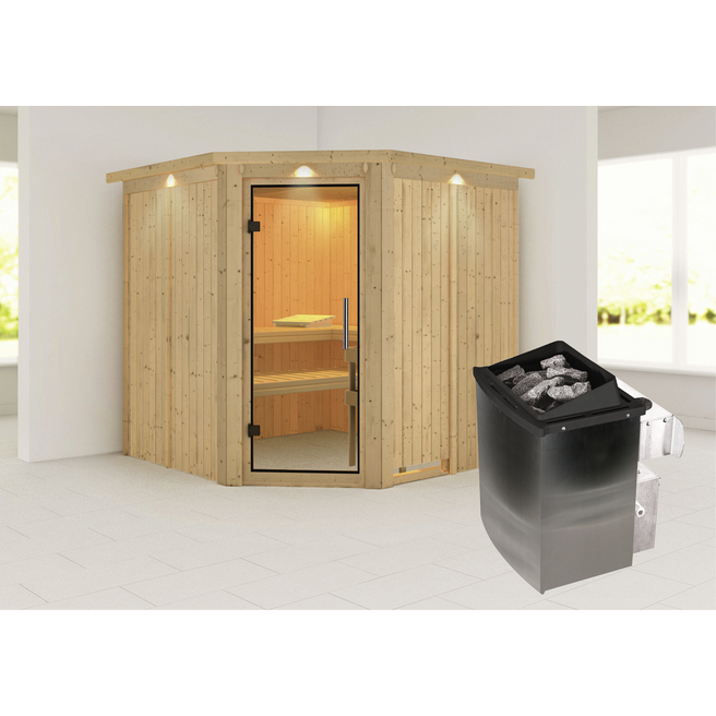 Germany product data sample: Sauna »Vöru«, inkl. 9 kW Saunaofen mit integrierter Steuerung, für 4 Personen