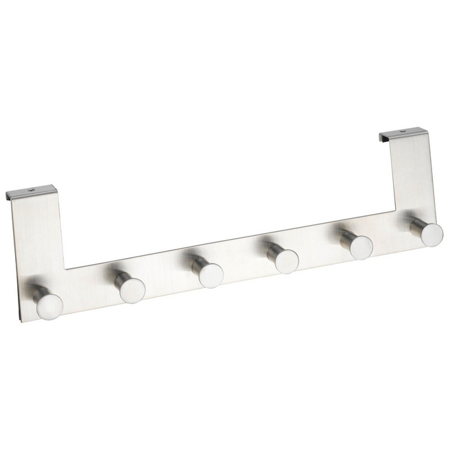 Germany product data sample: Türgarderobe, Silber, 6 Haken, Silber, Edelstahl, Edelstahl, 110 x 390 x 55 mm