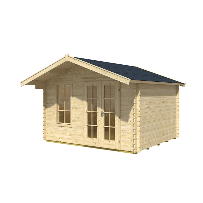 Germany product data sample: Gartenhaus »Langesund«, Holz, BxHxT: 380 x 264 x 300 cm (Außenmaße inkl. Dachüberstand)