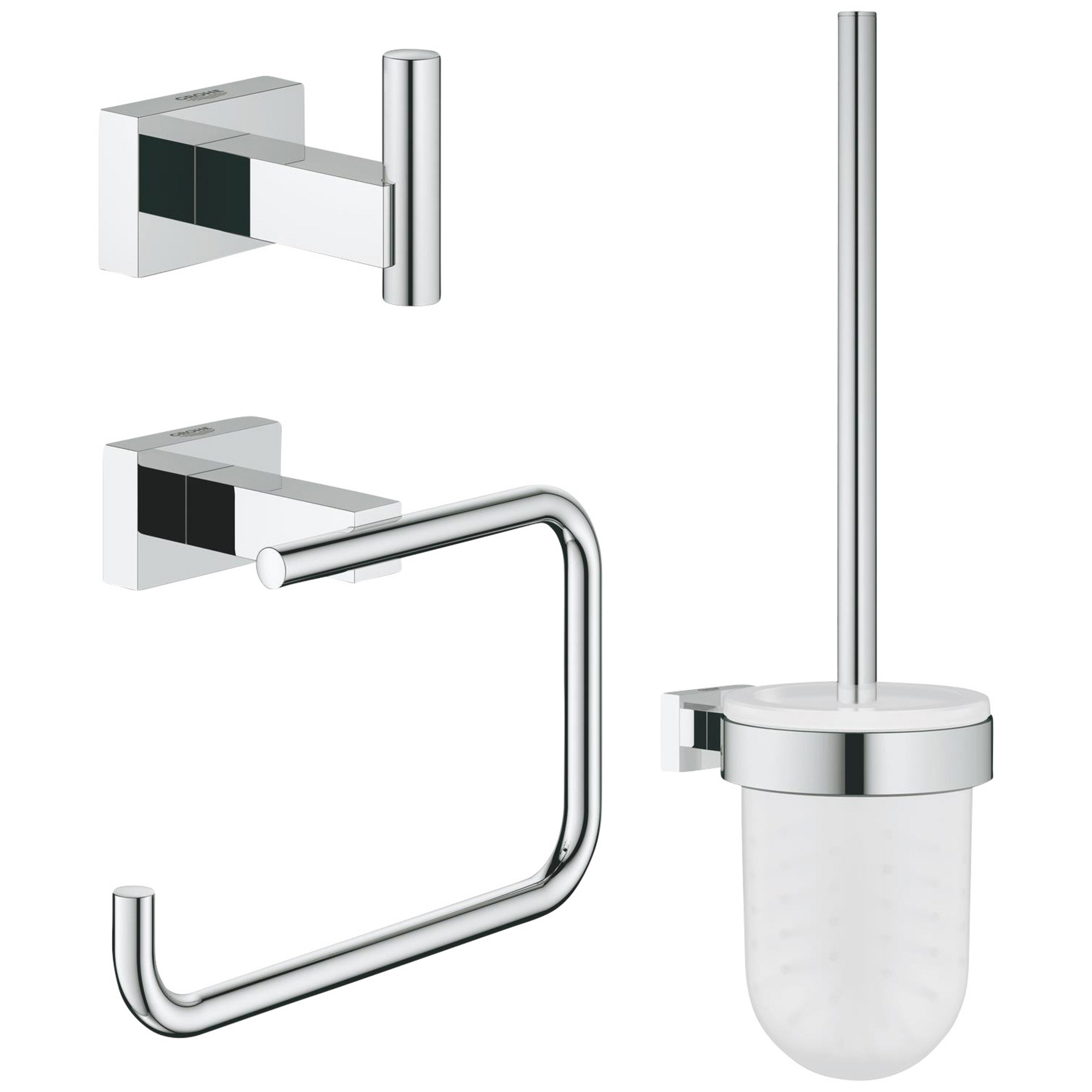 GROHE Bad-Accessoire-Set »Essentials Cube«, Metall/Glas, chromfarben