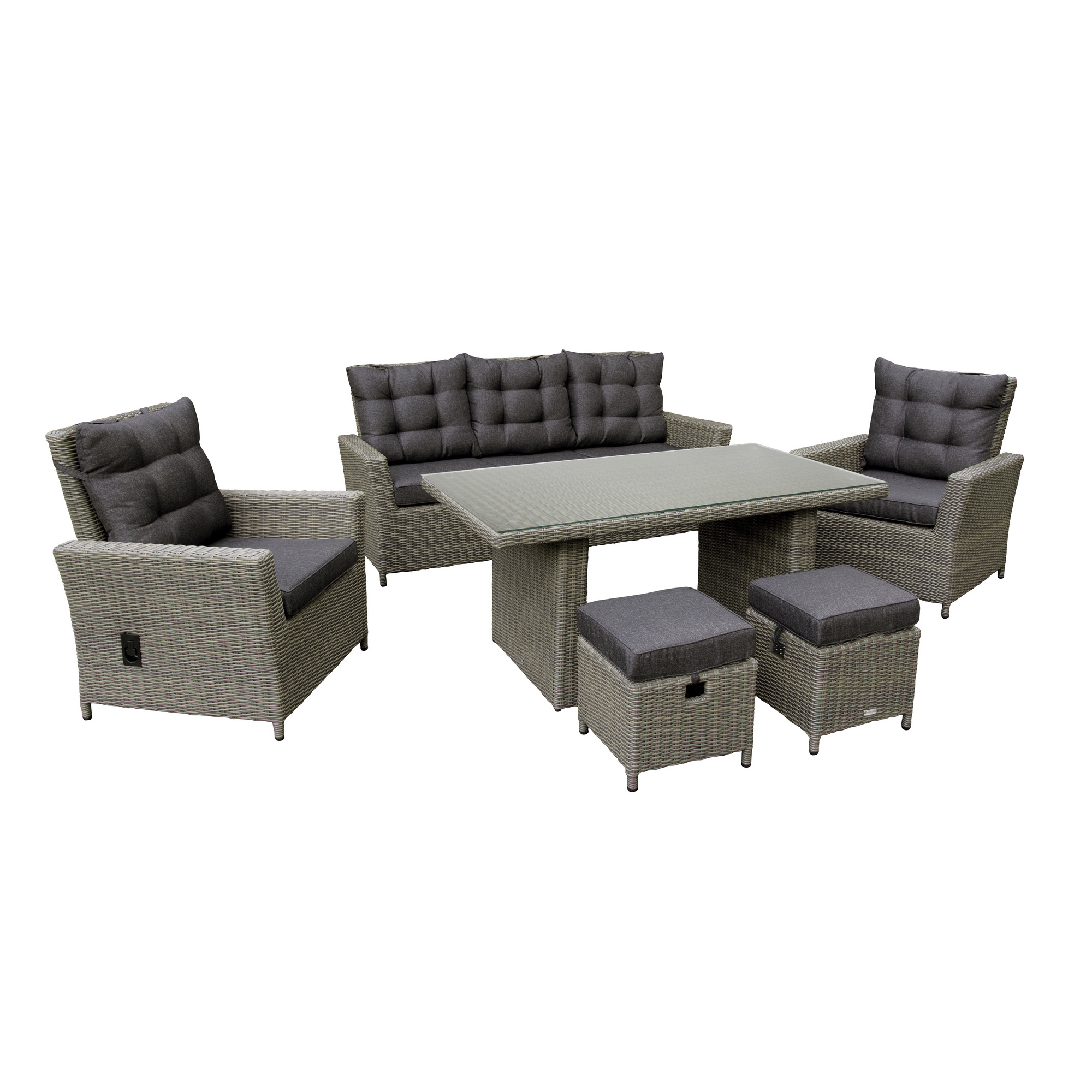BELLAVISTA DiningLounge »Asti«, 5 Sitzplätze, Polyrattan/Aluminium