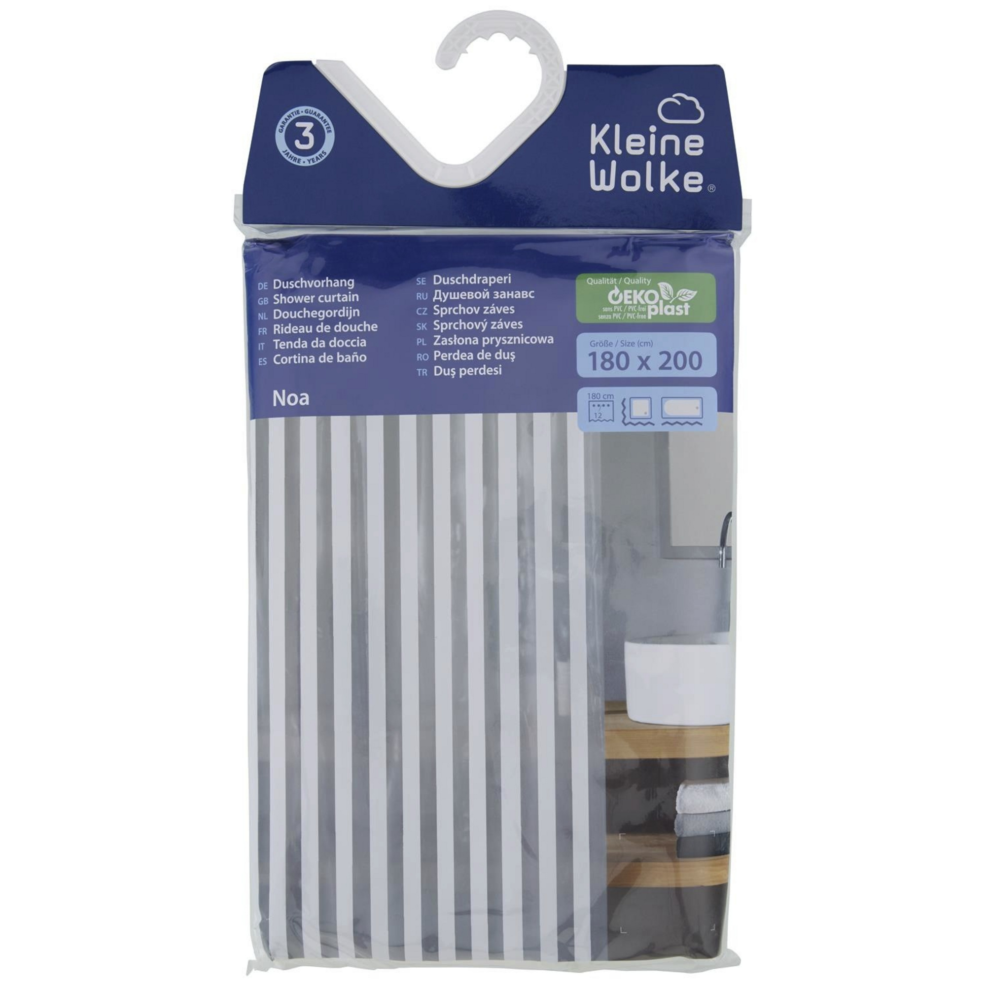 KLEINE WOLKE Duschvorhang »Noa«, BxH 180 x 200 cm, Streifen, weiß