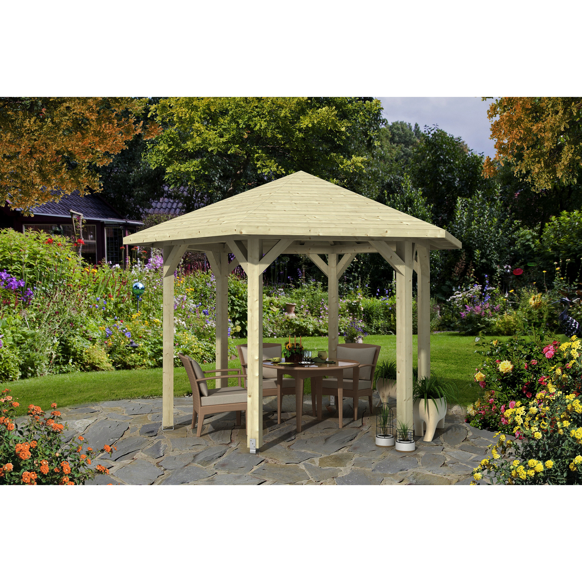 SKANHOLZ Pavillon »Nancy 2«, Zeltdach, sechseckig, BxHxT 420 x 304 x