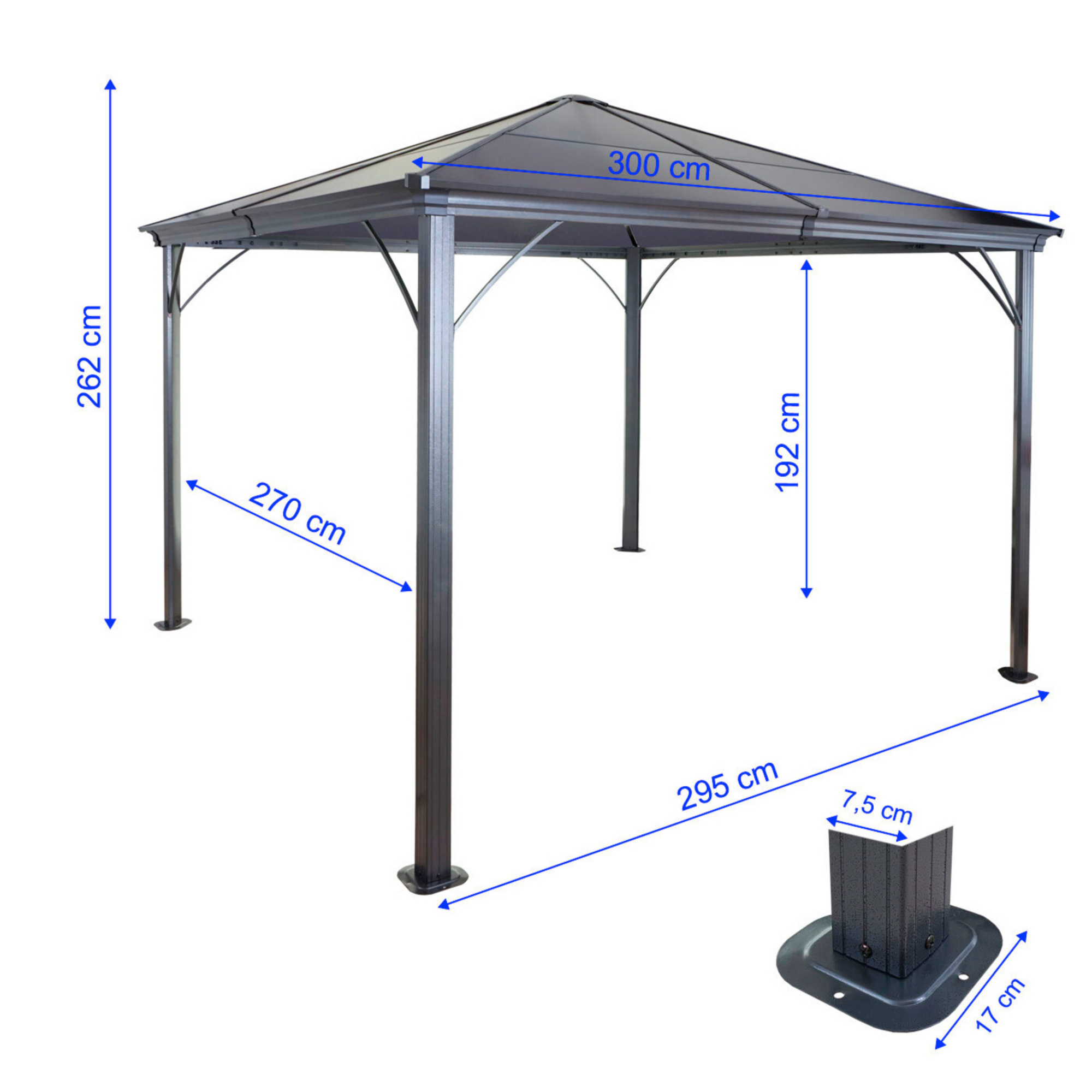MVG Pergola »MVGC74«, 3 x 3 m, Hardtop, mit KunststoffDach