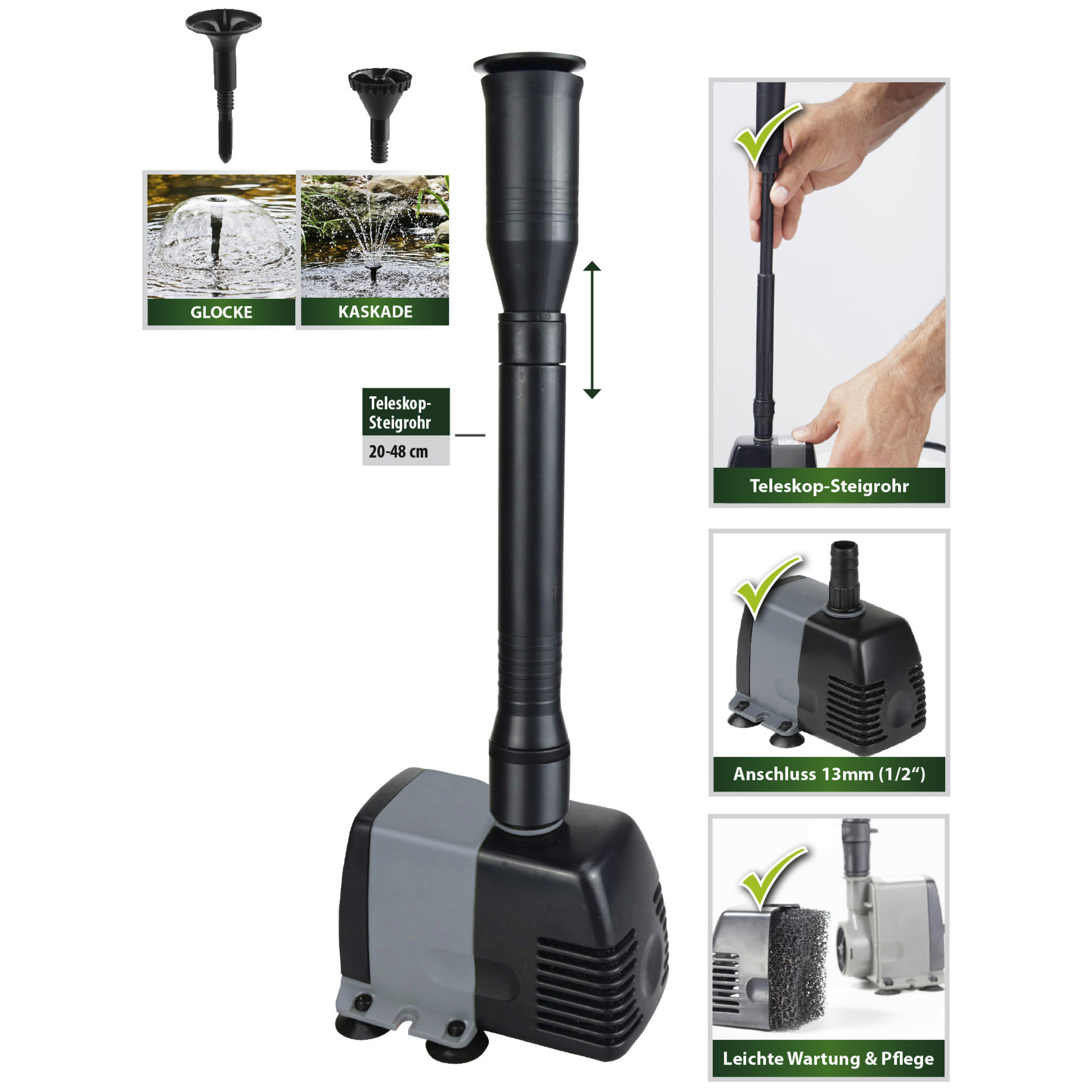 Mr. GARDENER TeichpumpenSet »WSP 600«, 8 W, Fördermenge 600 l/h