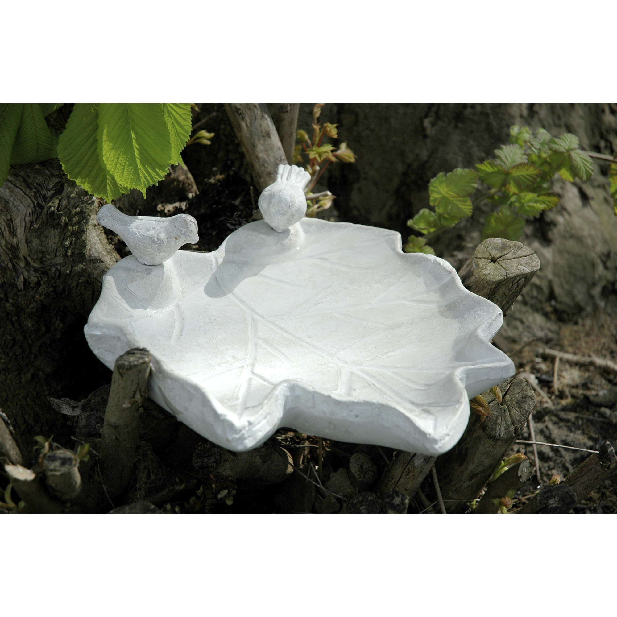 Alpine Corporation Vogeltränke Aus Keramik – 61 Cm Hoch, Antik Hellbraun, Mit Vogelfiguren
