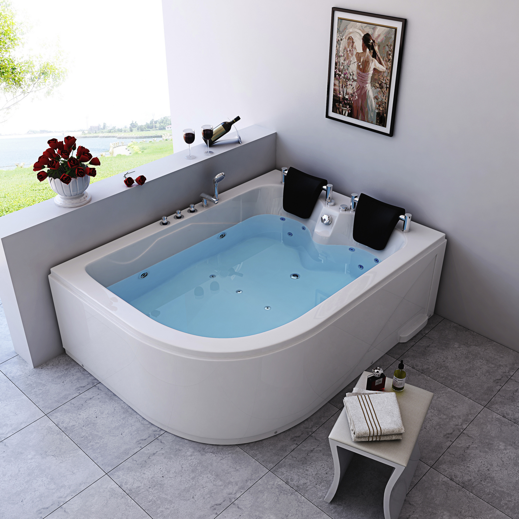 HOME DELUXE Whirlpool »Blue Ocean XL«, BxHxL: 120 x 65 x 180 cm, weiß