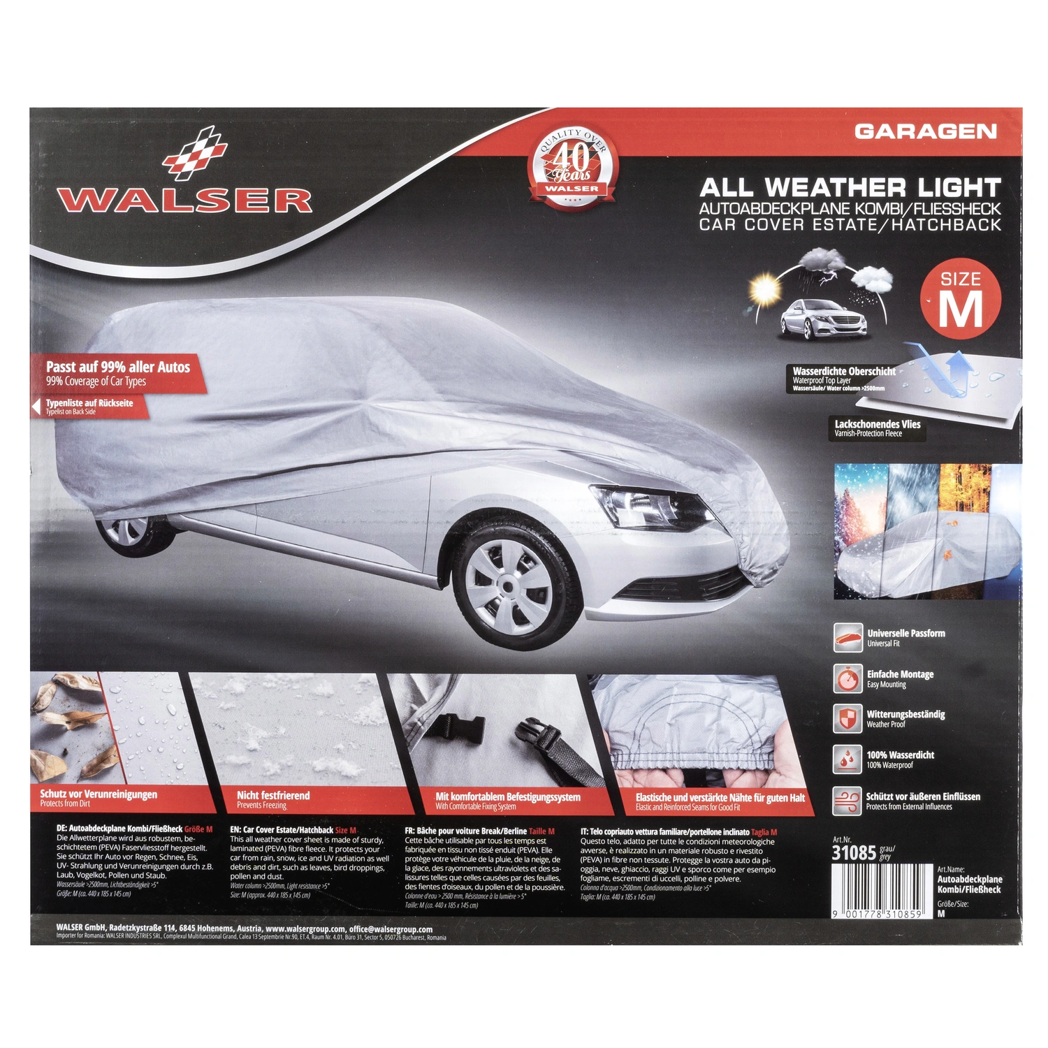 WALSER Autoabdeckplane »All Weather light«, für PKWs, Stärke: 1,2 mm