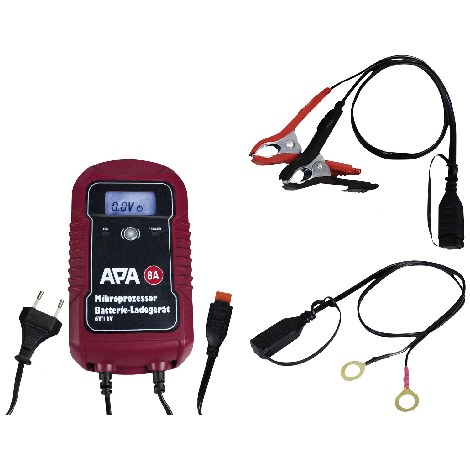 APA Batterieladegerät, 11,5 x 20,5 x 6 cm, 6/12 V, 8 A, Rot