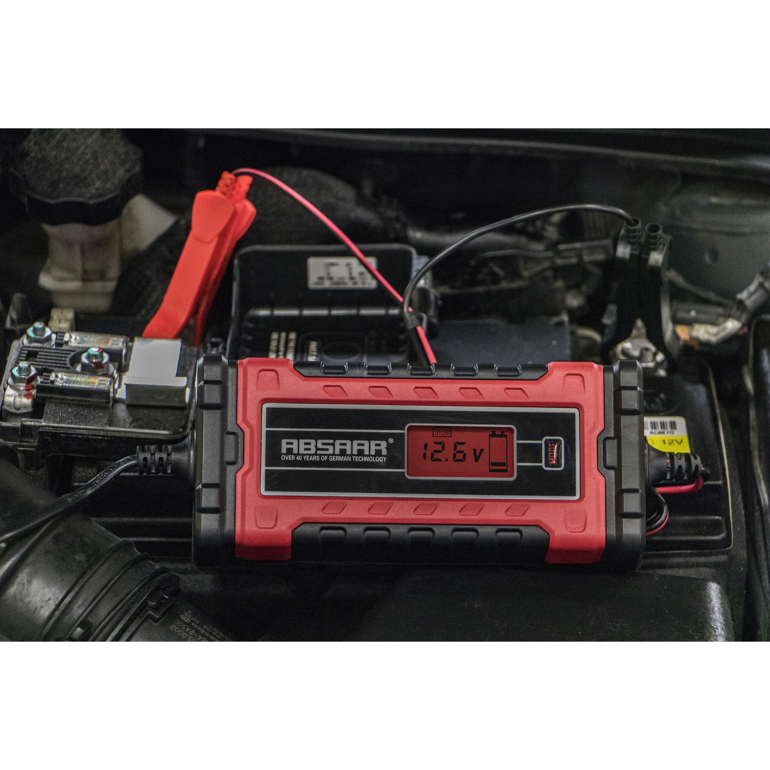 Absaar Batterieladegerät, geeignet für alle gängigen Kfz-Batterien,  Kunststoff, rot/schwarz 