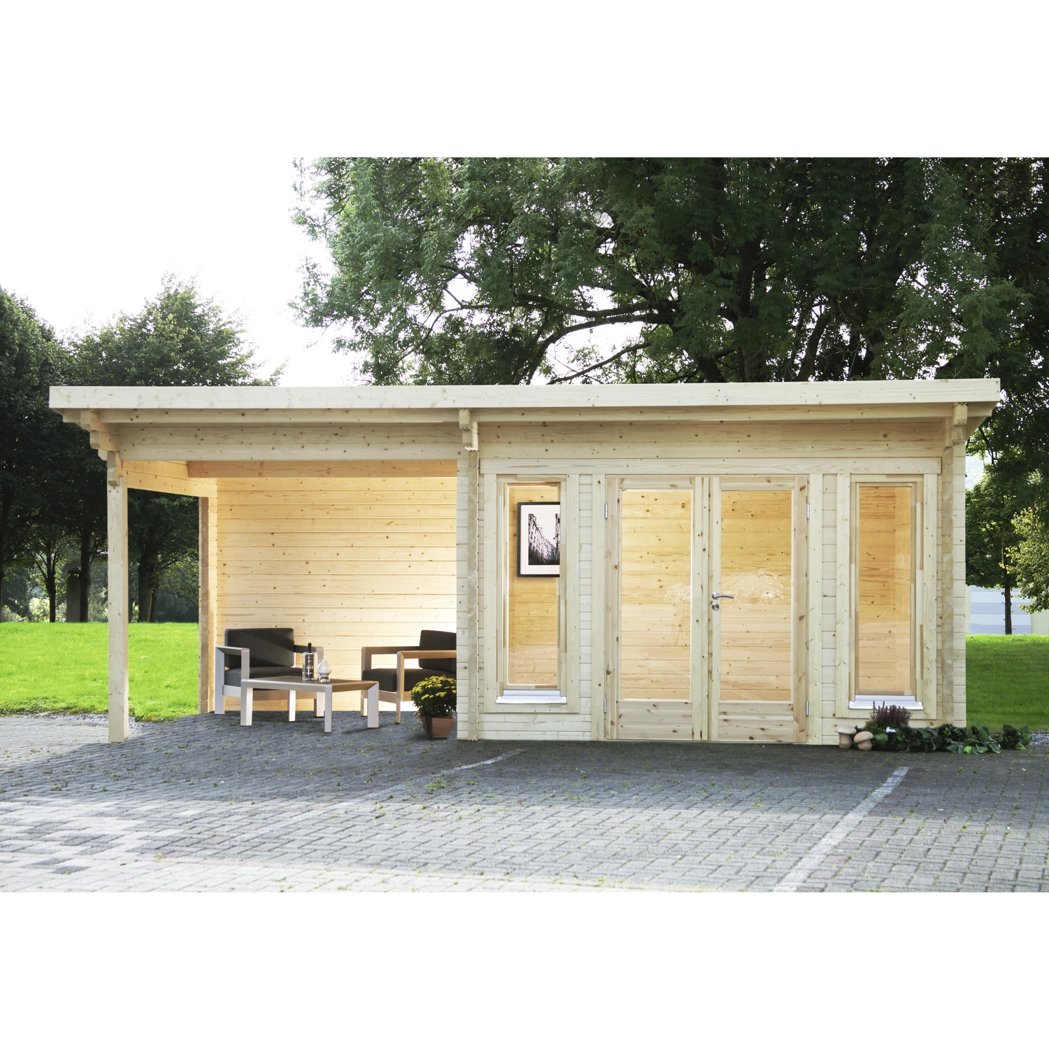 WOLFF FINNHAUS Gartenhaus »Trondheim 70-A XL«, BxT: 660 x 320 cm  (Außenmaße), Wandstärke: 70 mm
