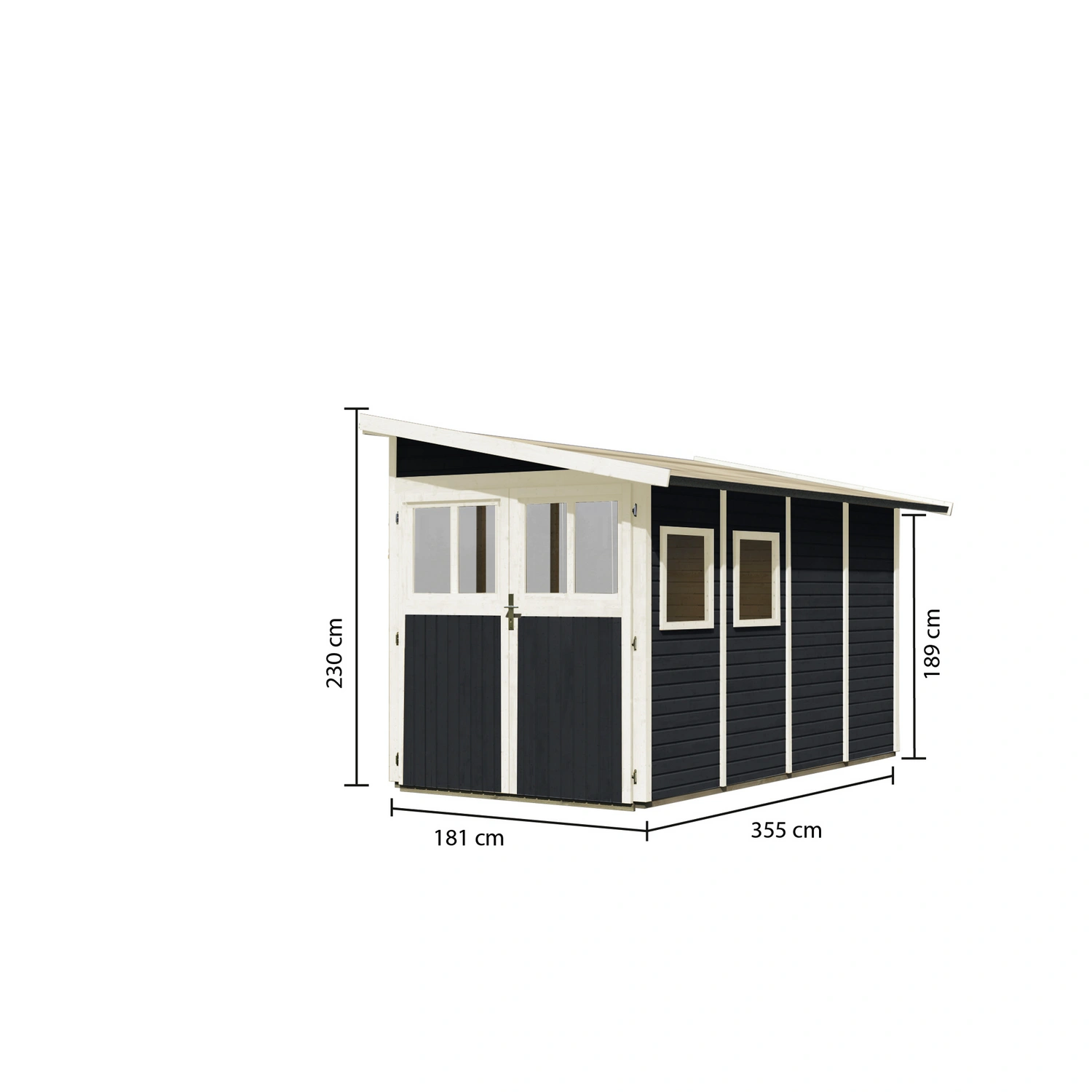 KARIBU Gartenhaus »Wandlitz 4«, BxT: 181 x 355 cm (Außenmaße), Wandstärke:  19 mm