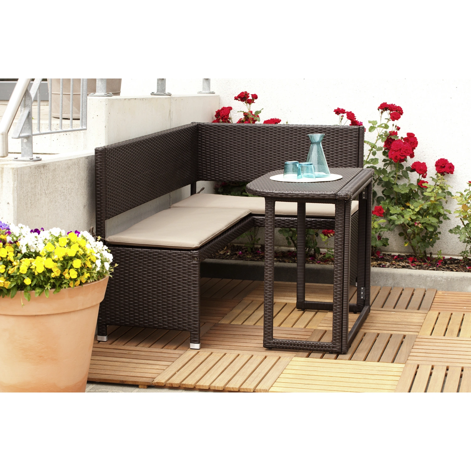 MERXX Sitzplätze, Auflagen inkl. 3 Gartenmöbelset, Stahl/Kunststoff,