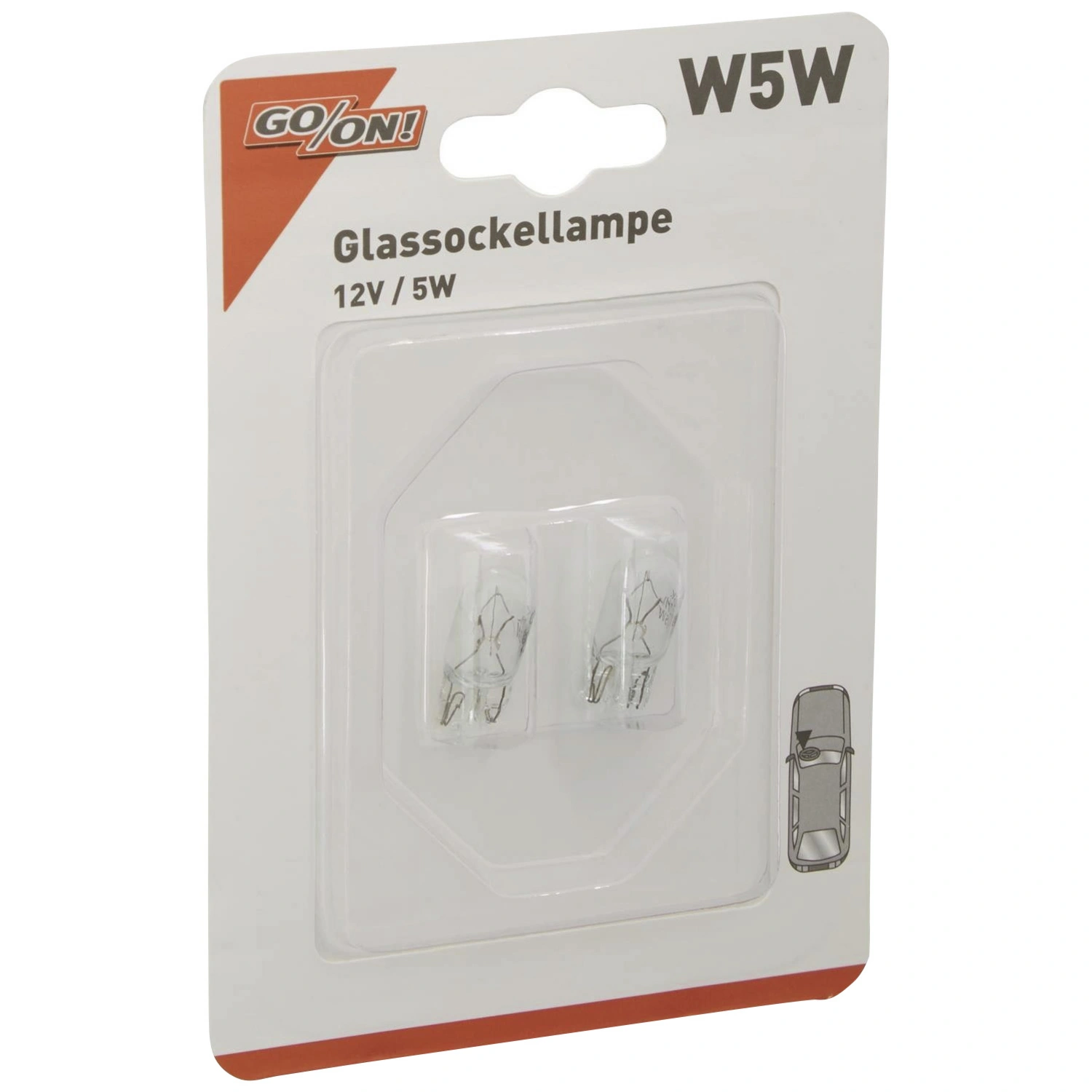 GO/ON! Glassockellampe, W5W, W2,1x9,5d, 5 W, 2 Stück 