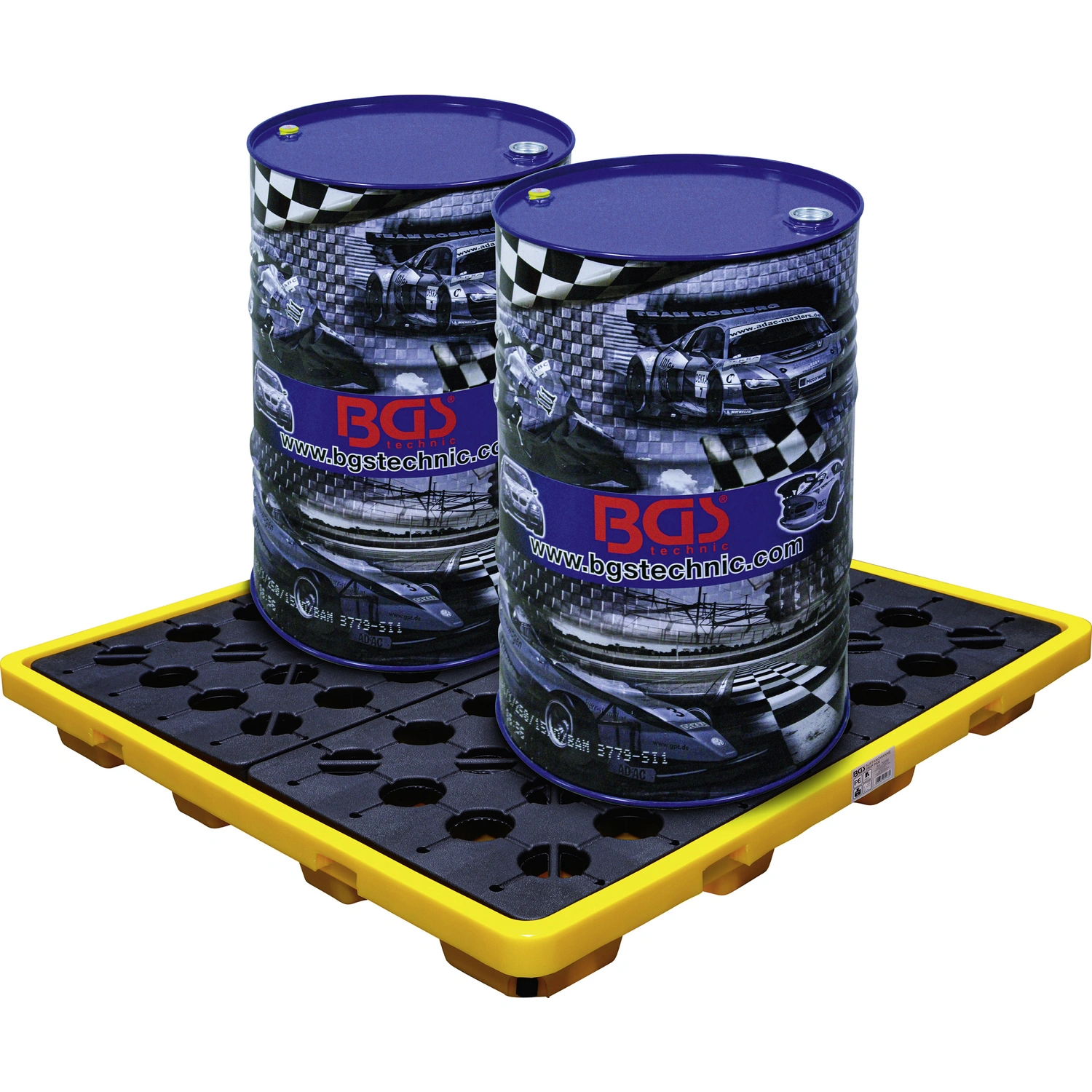BGS Technic KFZ Spezialwerkzeuge, Öl-Auffangwanne mit Gitterrost , für 4 x  200 l Fässer 
