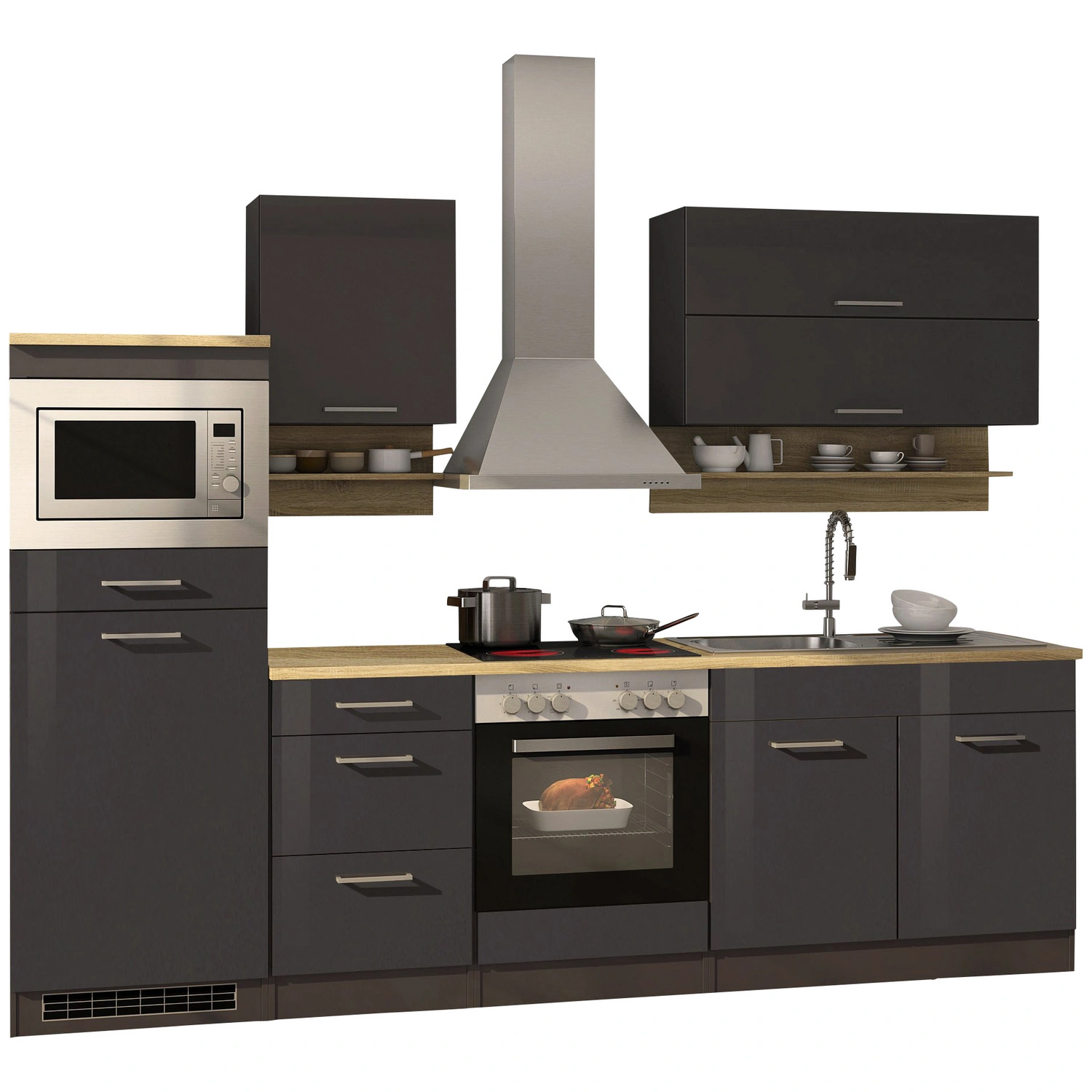 HELD MÖBEL Küchenzeile »Mailand«, mit E-Geräten, Gesamtbreite: 270 cm