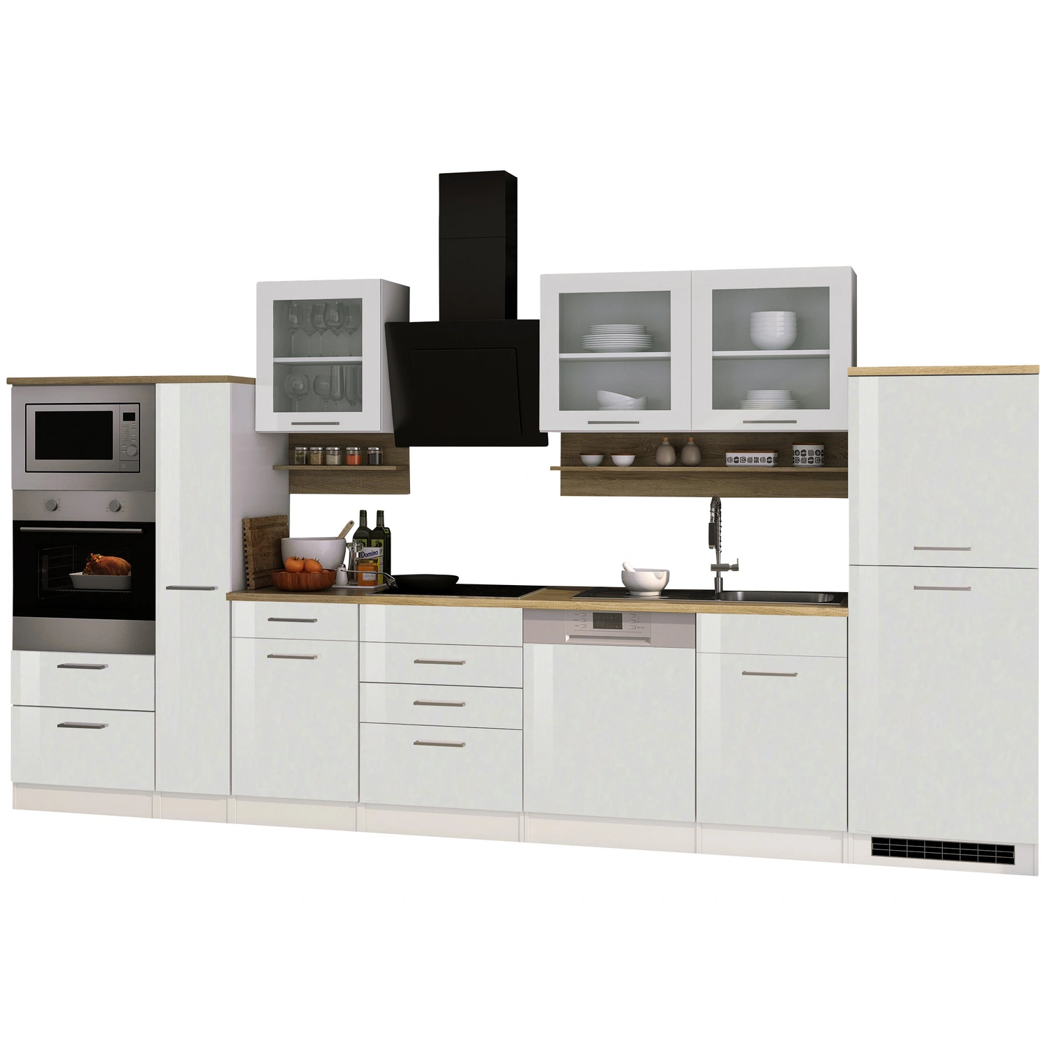 HELD MÖBEL Küchenzeile »Mailand«, mit E-Geräten, Gesamtbreite: 370 cm