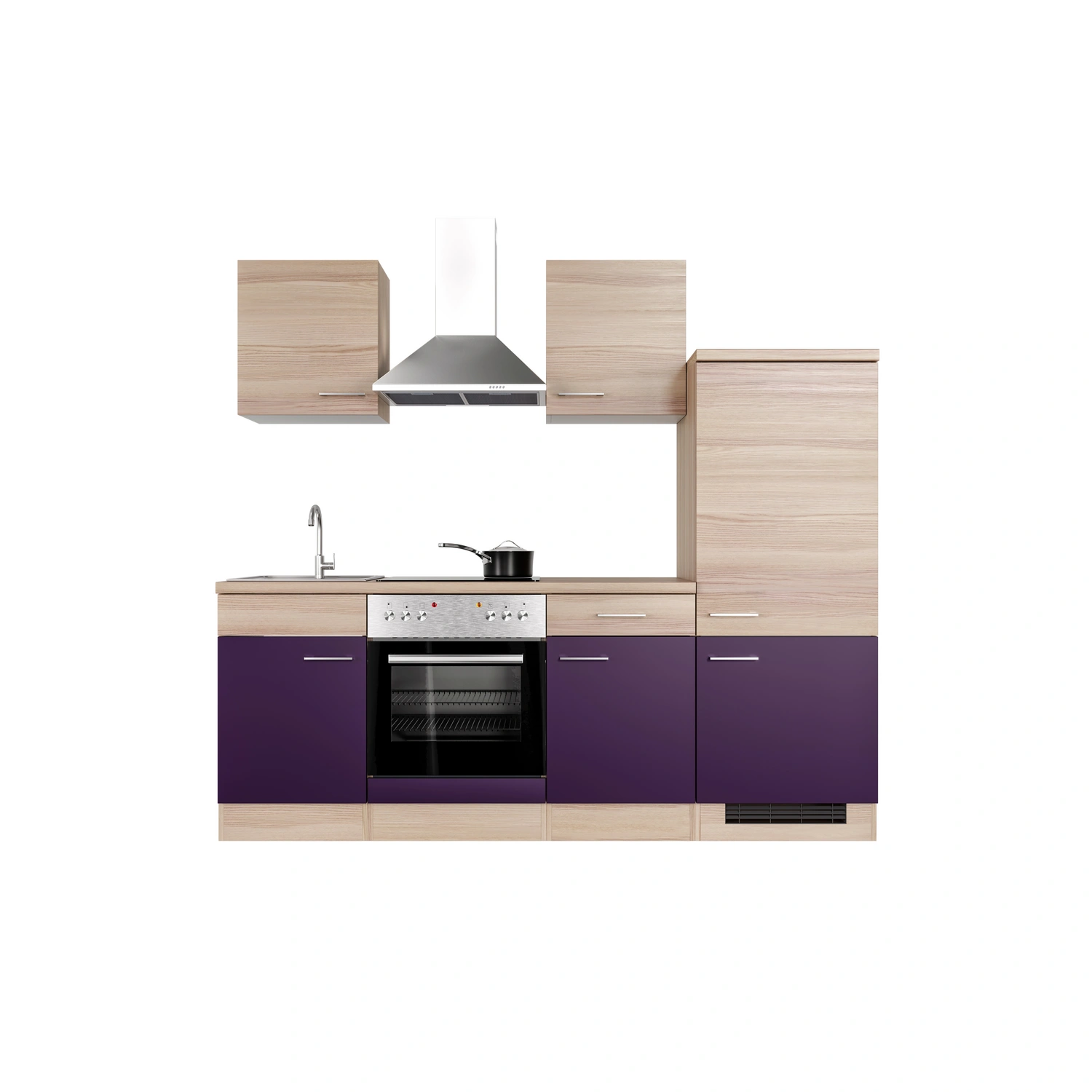 Flex-Well Küchenzeile, mit E-Geräten, mit (HPL) Arbeitsplatte High 220 Laminate Gesamtbreite: Pressure cm
