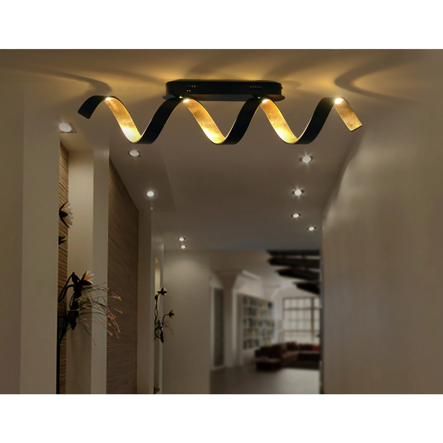 LUCE Design LED-Deckenleuchte »Helix«, schwarz/goldfarben, inkl.  Leuchtmittel, Breite: 80 cm