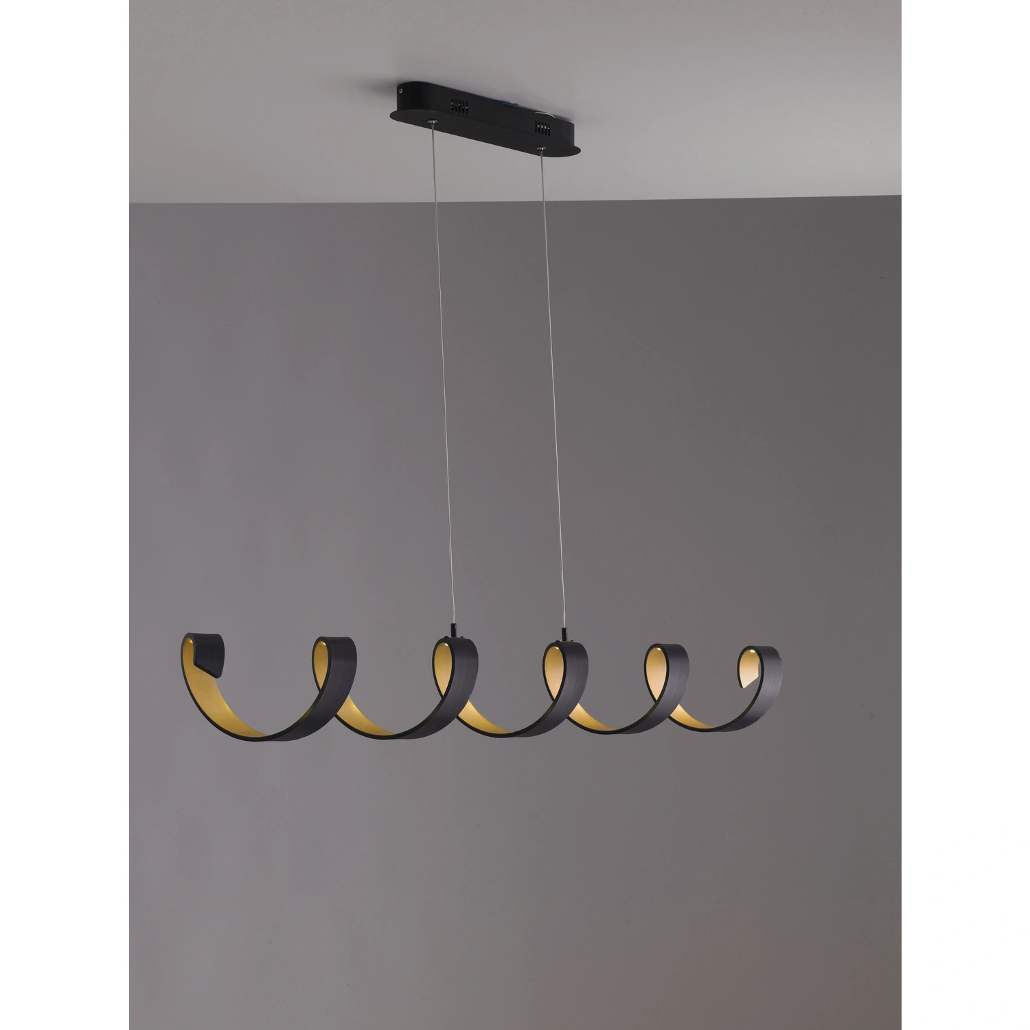 LUCE Design LED-Pendelleuchte »Helix«, schwarz/goldfarben, inkl.  Leuchtmittel, Breite: 125 cm