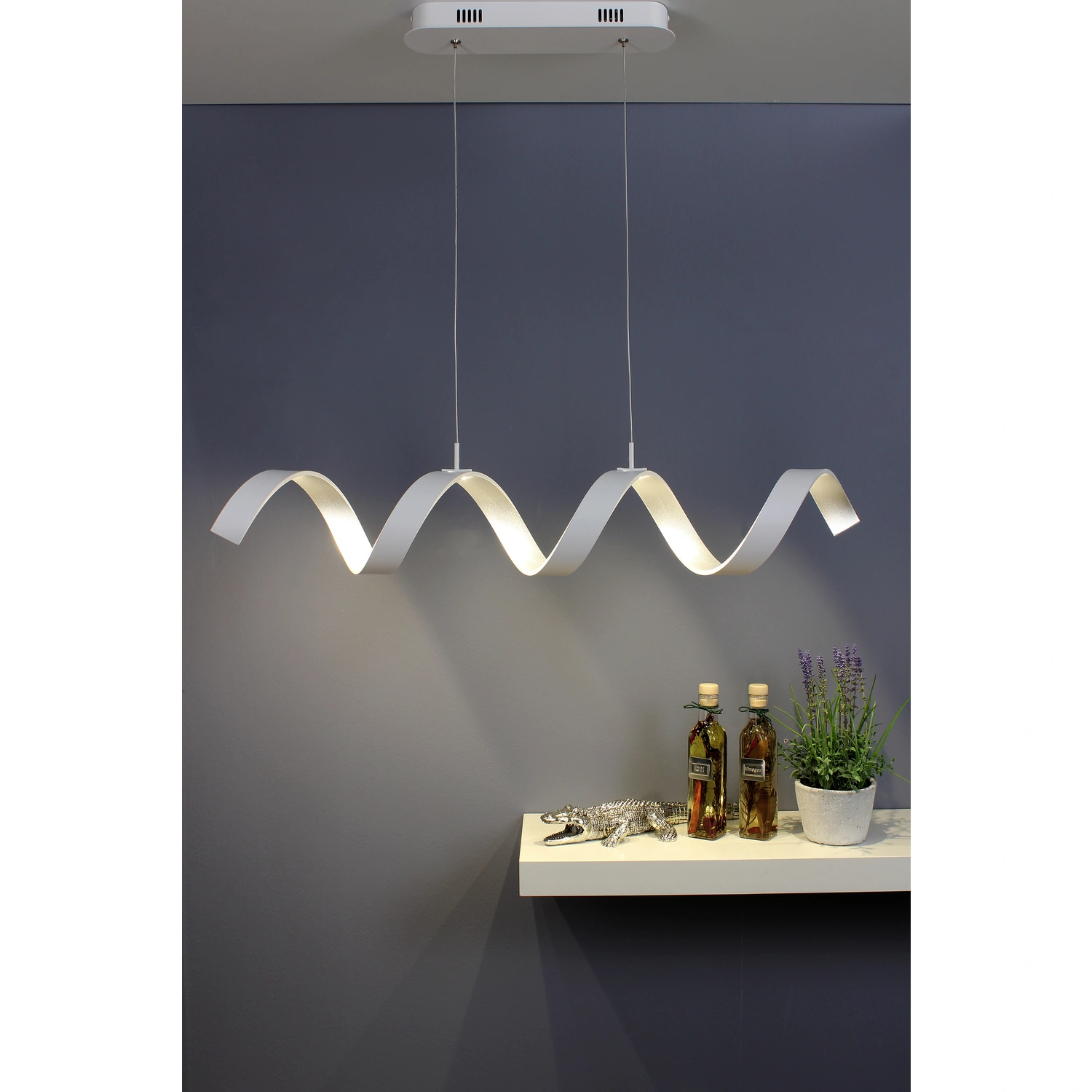 LUCE Design LED-Pendelleuchte »Helix«, weiss/silberfarben, inkl.  Leuchtmittel, Breite: 80 cm