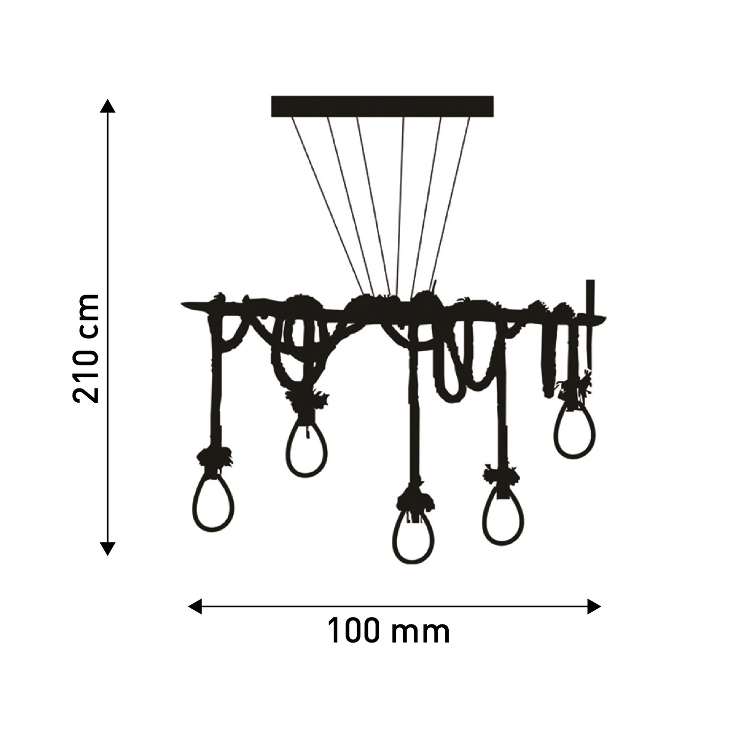 NÄVE Leuchtmittel »Rope«, 150 x cm, 6 Metall/Kunststoff/Naturmaterial 100 x BxHxL