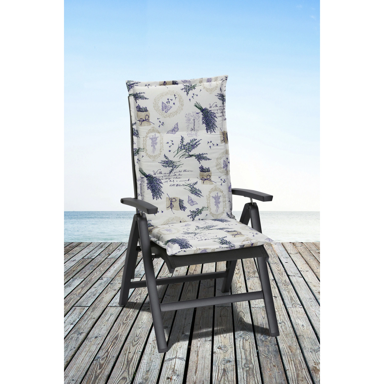 BEST Sesselauflage »Swing-Line«, weiß/lila/beige, BxL: 50 x 120 cm