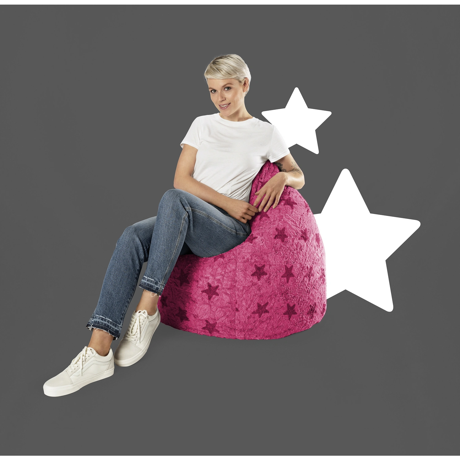 Sitting Point Sitzsack »BeanBag FLUFFY STARS XL«, pink, BxH: 70 x 110 cm