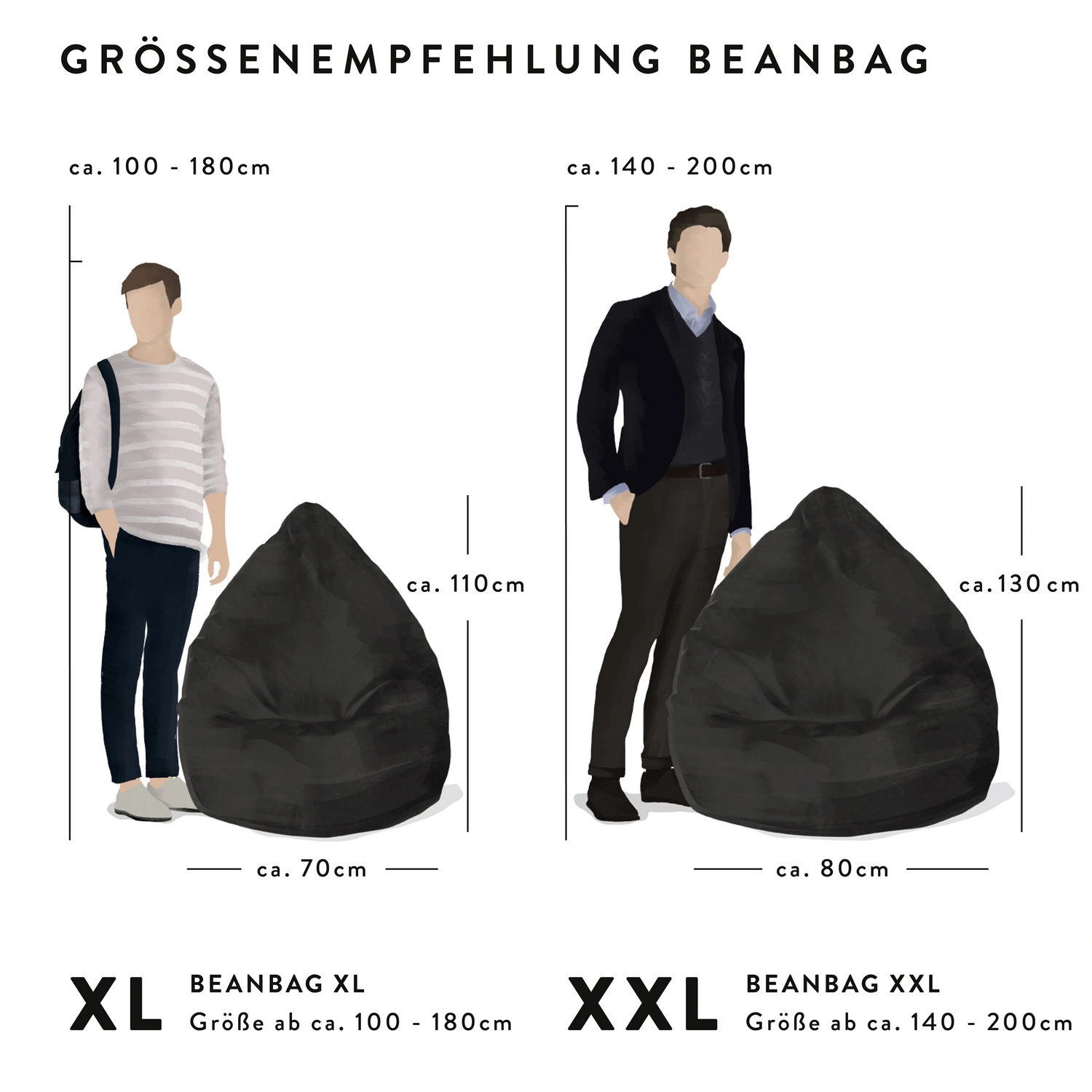 Sitting Point Sitzsack »BeanBag SKINS XL«, braun, BxH: 70 x 110 cm