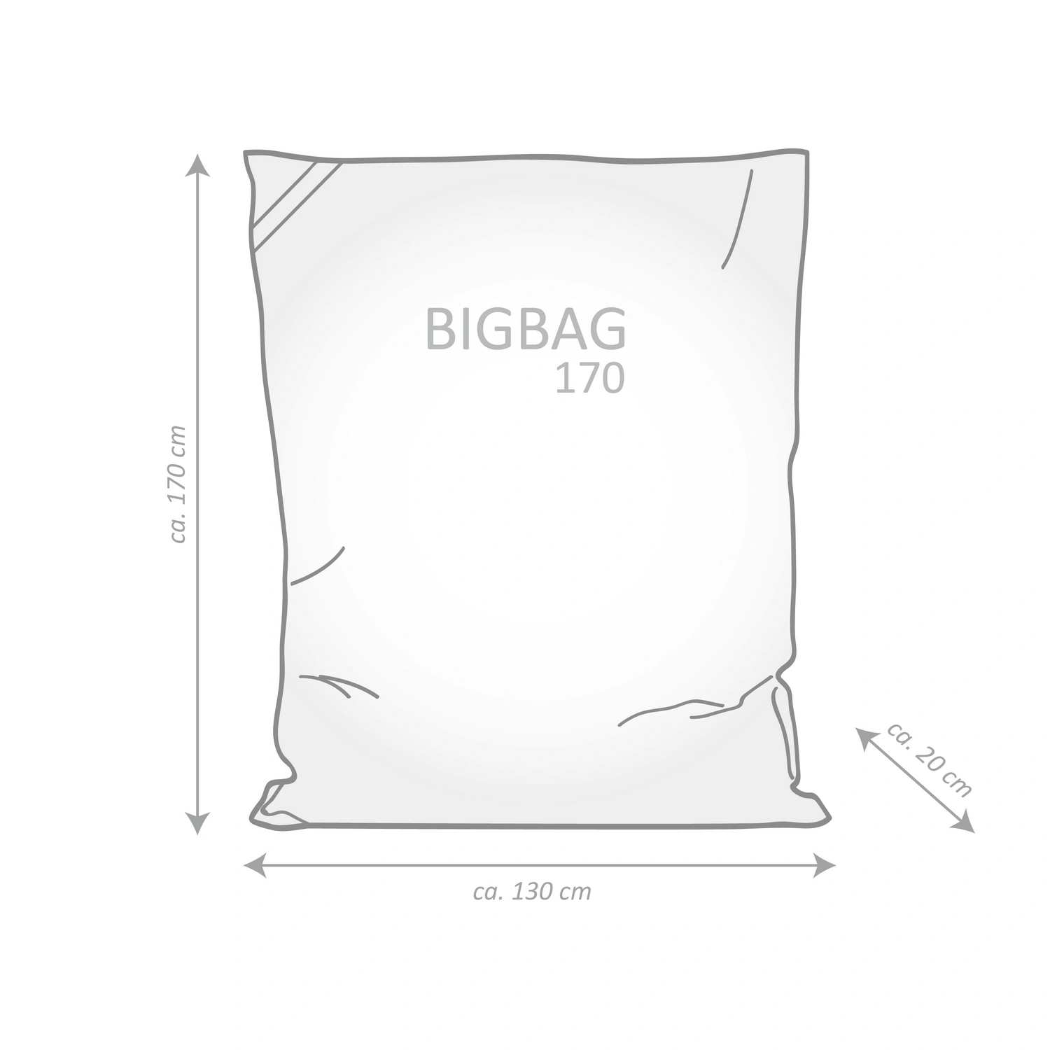 Sitting Point Sitzsack »BigBag BRAVA«, anthrazit, BxHxT: 130 x 170 x 20 cm
