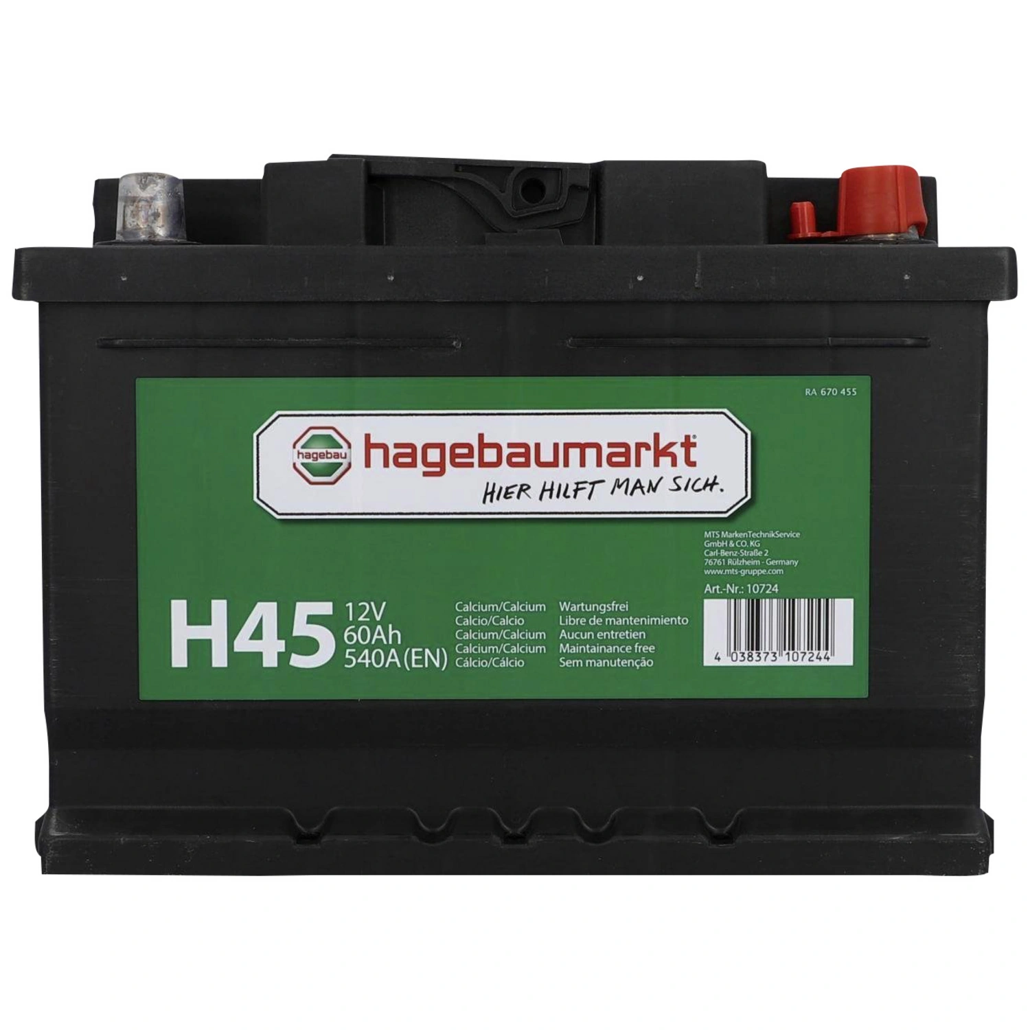 hagebaumarkt Starterbatterie, 12V/60 AH KSN H45 