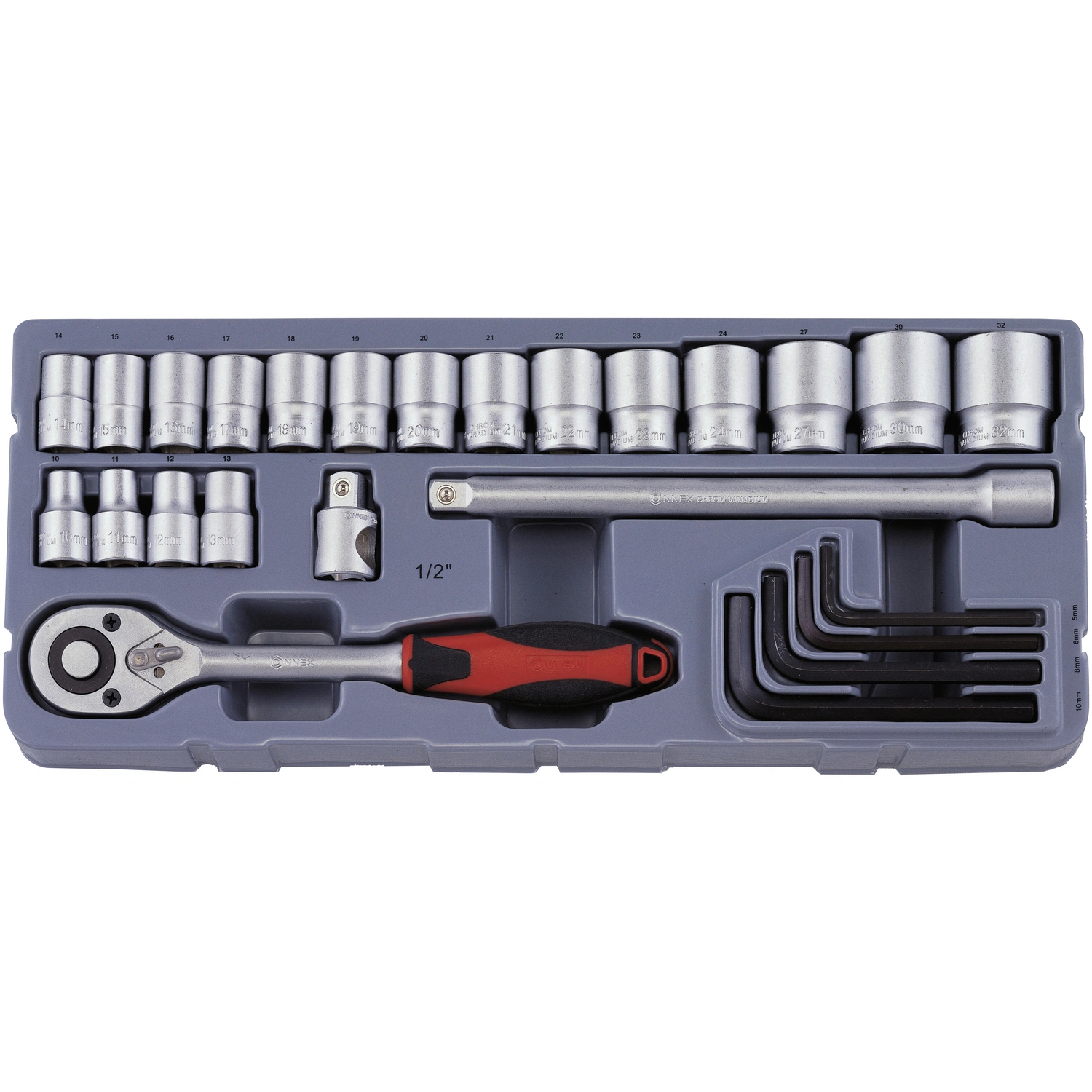 CONNEX Steckschlüsselsatz, COX580225, 25-tlg. Set, 10 - 32mm