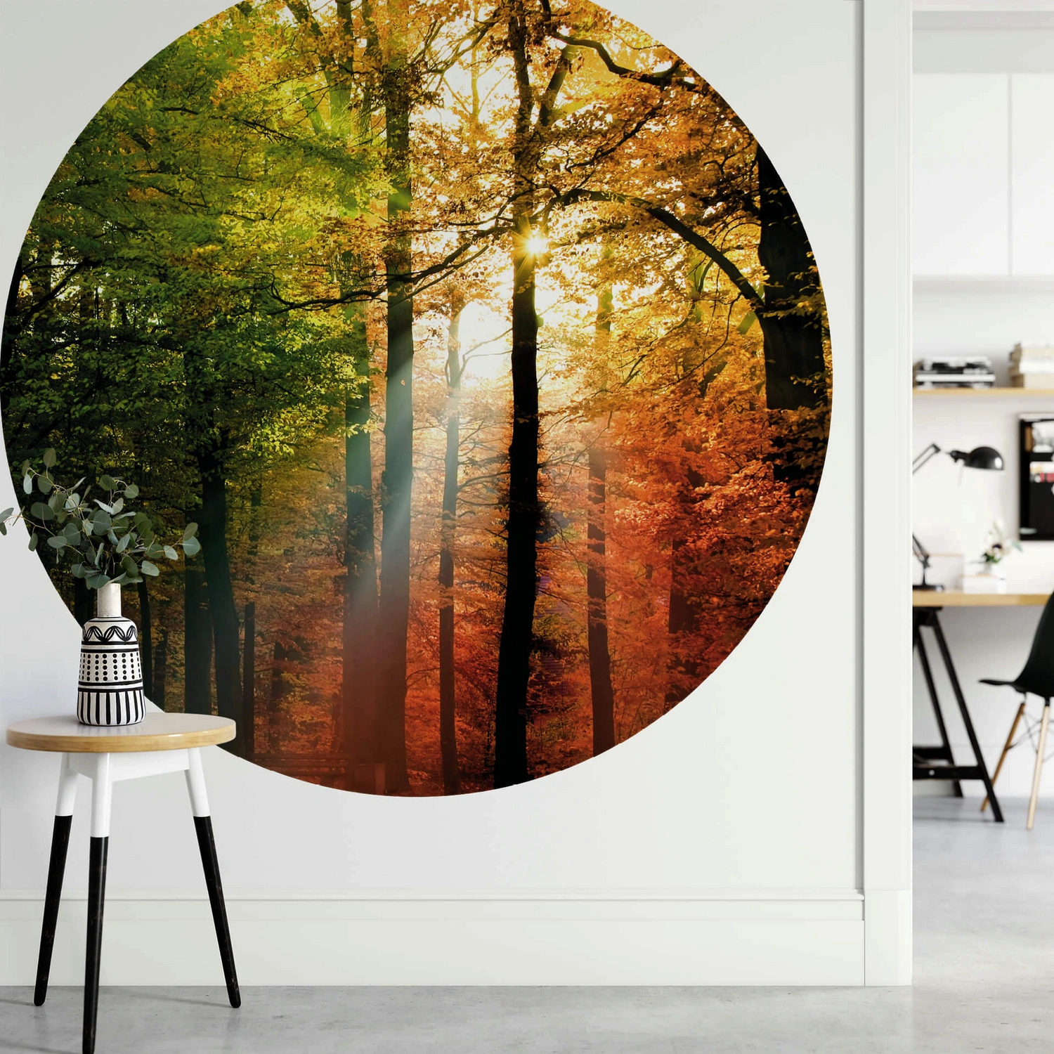 Herbst matt Goldener Vliestapete«, Wall Art »Runde Wald, Vliestapete mehrfarbig, Natur K&L