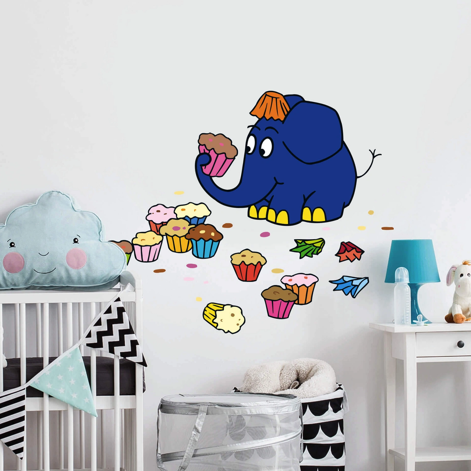 Die Maus Wandtattoo »Der kleine Elefant: Muffins«, selbstklebend | Kinderzimmer-Wandtattoos