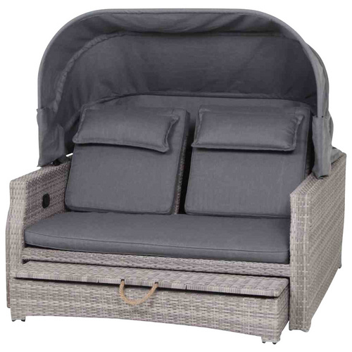 SIENA GARDEN Loungebett Lobos II, Alu-Gestell/Polyrattan, inkl. Auflagen