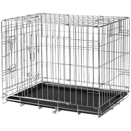 TRIXIE Hundekäfig, Transportbox, Größe 3, 78 x 62 x 55 cm – silberfarben