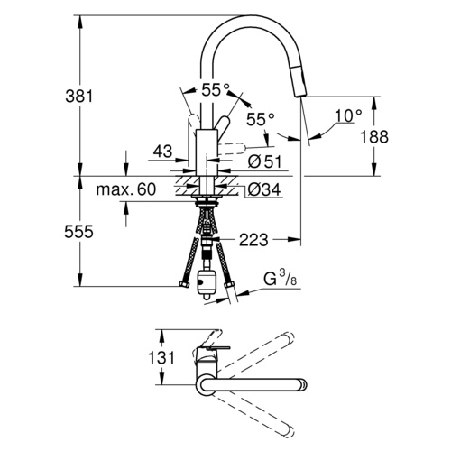 GROHE Spültischarmatur »Get«, Metall, glänzend, ⅜