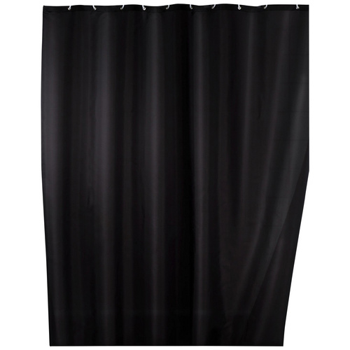 Wenko Anti-Schimmel Duschvorhang Uni Black 180 x 200 cm, waschbar