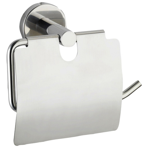 Wenko Toilettenpapierhalter Bosio Shine Edelstahl rostfrei, mit Deckel
