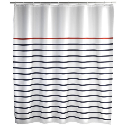 WENKO Duschvorhang Marine White Breite 180 cm, Höhe 200 cm, Polyester, waschbar