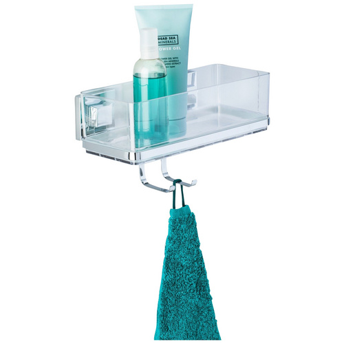 WENKO Duschablage Vacuum-Loc Quadro, mit Haken, Befestigen ohne bohren