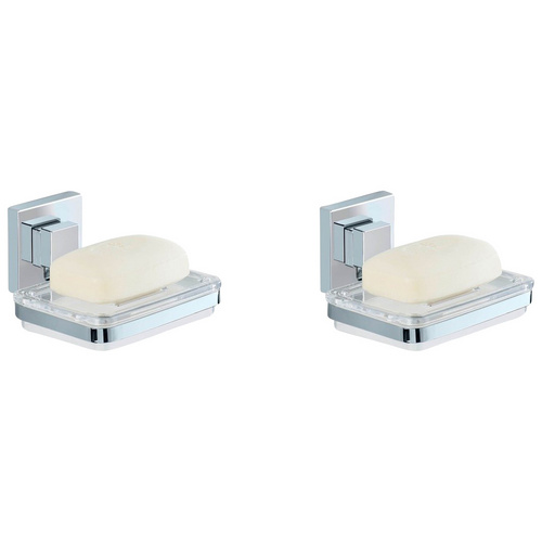 WENKO Seifenablage Vacuum-Loc Quadro, Breite: 12 cm, 2-St., Edelstahl rostfrei