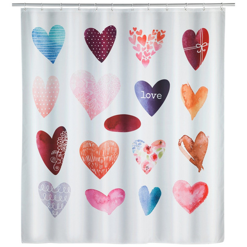 WENKO Duschvorhang Love Breite 180 cm, Höhe 200 cm, Polyester, waschbar