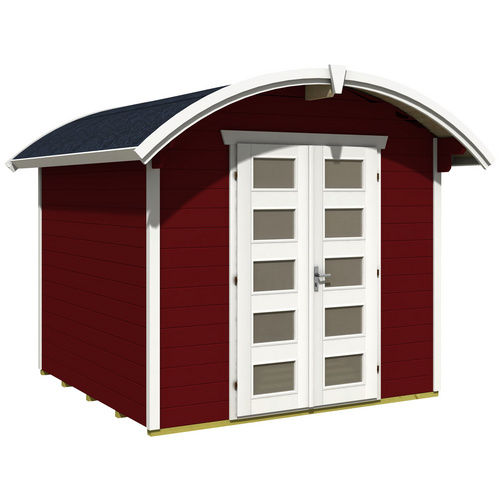 SKAN HOLZ Gartenhaus Delft Größe 250 x 250 cm, Wandstärke 28 mm, Farbe schwedenrot