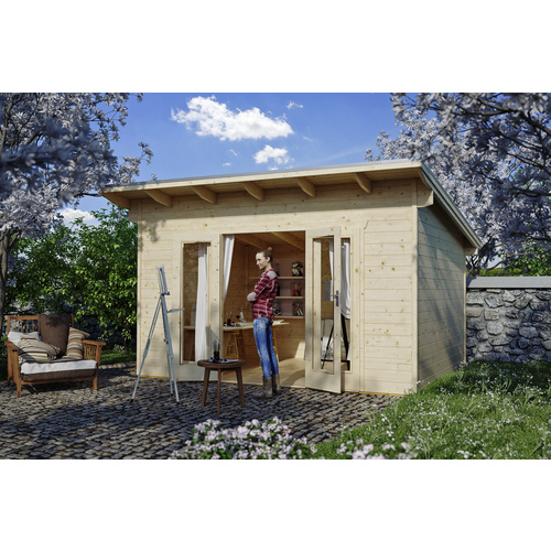 SKANHOLZ Ferienhaus »Ostende«, Holz, BxHxT: 390 x 249,5 x 250 cm (Außenmaße inkl. Dachüberstand) - beige |  Holz  |  8,75 m²