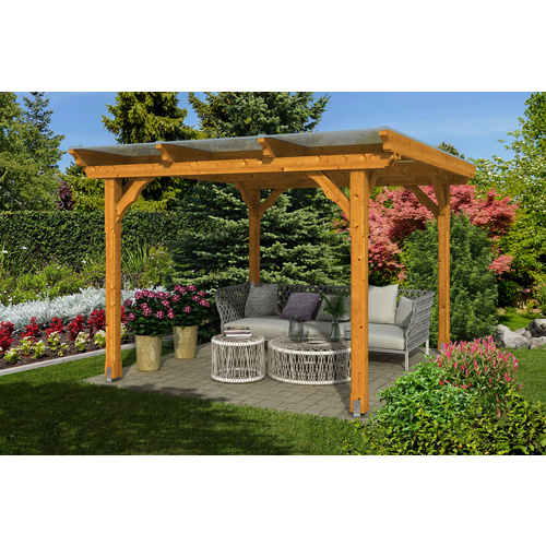 Thumbnail - SKANHOLZ Pavillon »Marseille«, Flachdach, viereckig, BxHxT: 327 x 236 x 350 cm - beige